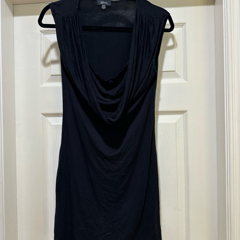 Guess Black Draped Neck Top